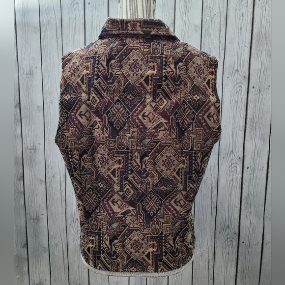Vintage Rhythm Blues Abstract Tapestry Woven Sleeveless Vest Size Large - Picture 3 of 10